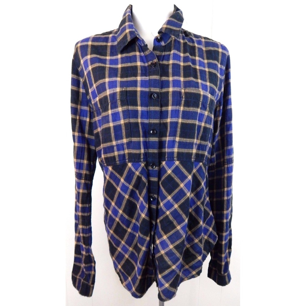 We the Free People Shirt Going Back to Harvard Plaid Button Down EUC